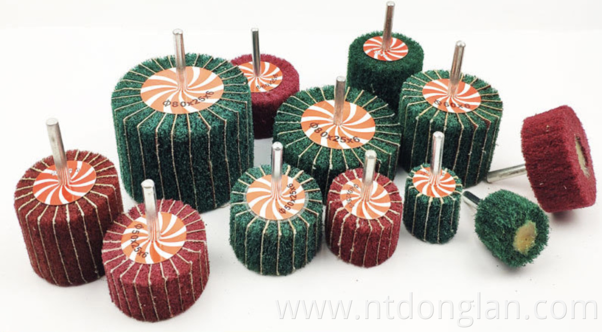 Wire drawing non woven flap wheels for polishing buffing wheel 3mm 6mm flap wheel spindle mops